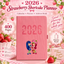 SUPER SALE! Strawberry A5 2026 Premium Planner 356 days- PU LEATHER- Calendar, planner, address book- 400 PAGES with elastic band