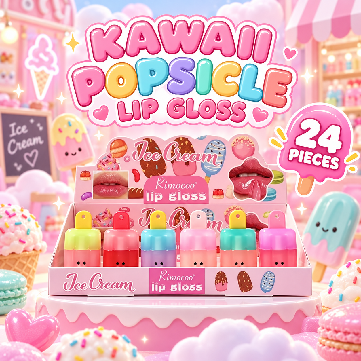 24 PC Kawaii Popsicle Lippies!