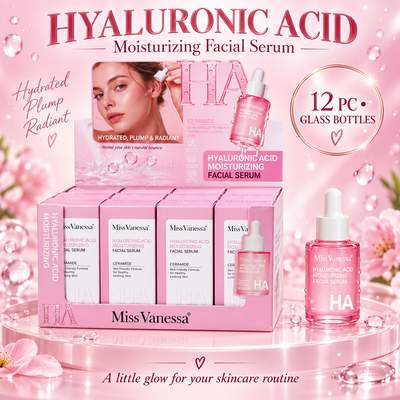 Miss Vanessa Hyaluronic Acid Facial Serum – 12 PC Glass Bottle Set 💗