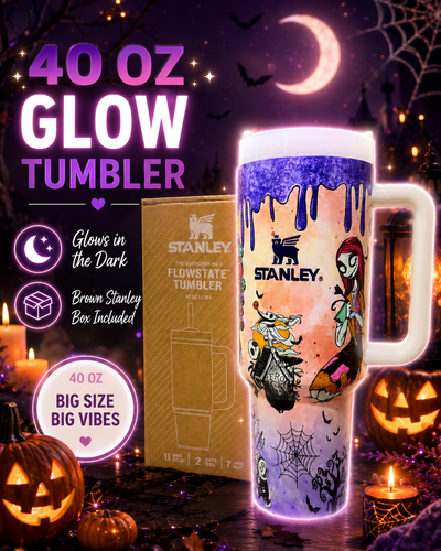 40 OZ Tumbler with box and straw- Glows in the dark
