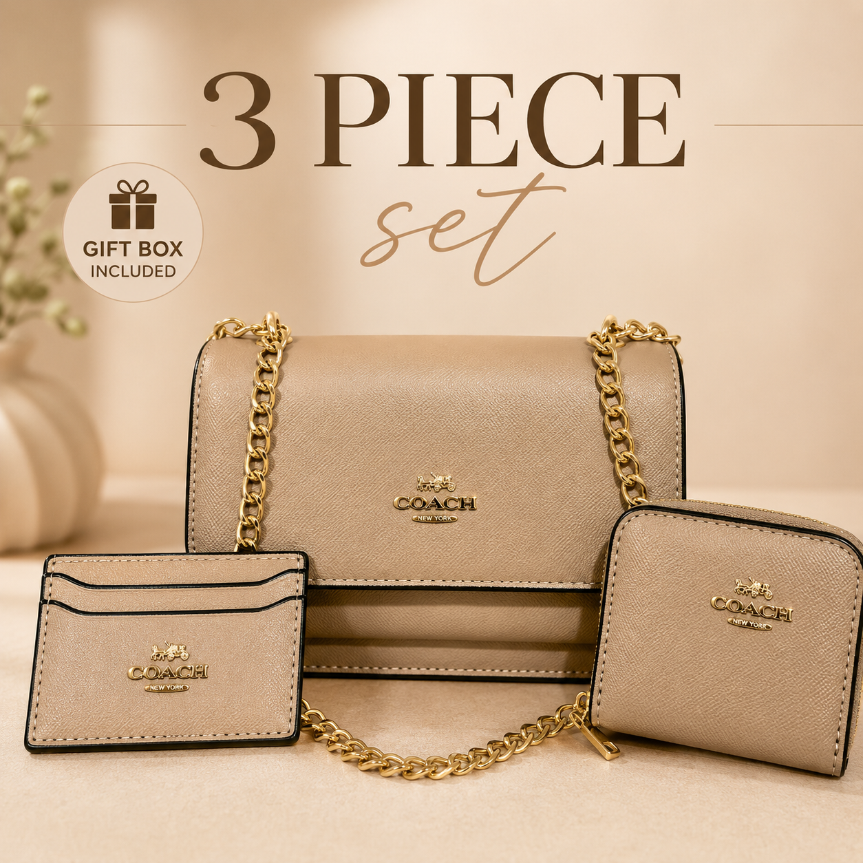 3 PC Khaki Neutral box with 3 pc set