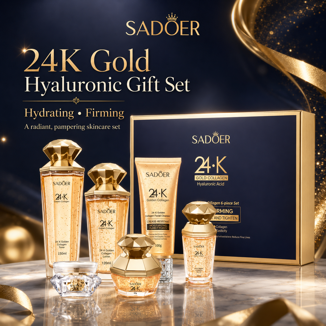 SADOER 24K Gold Collagen Hyaluronic Gift Set