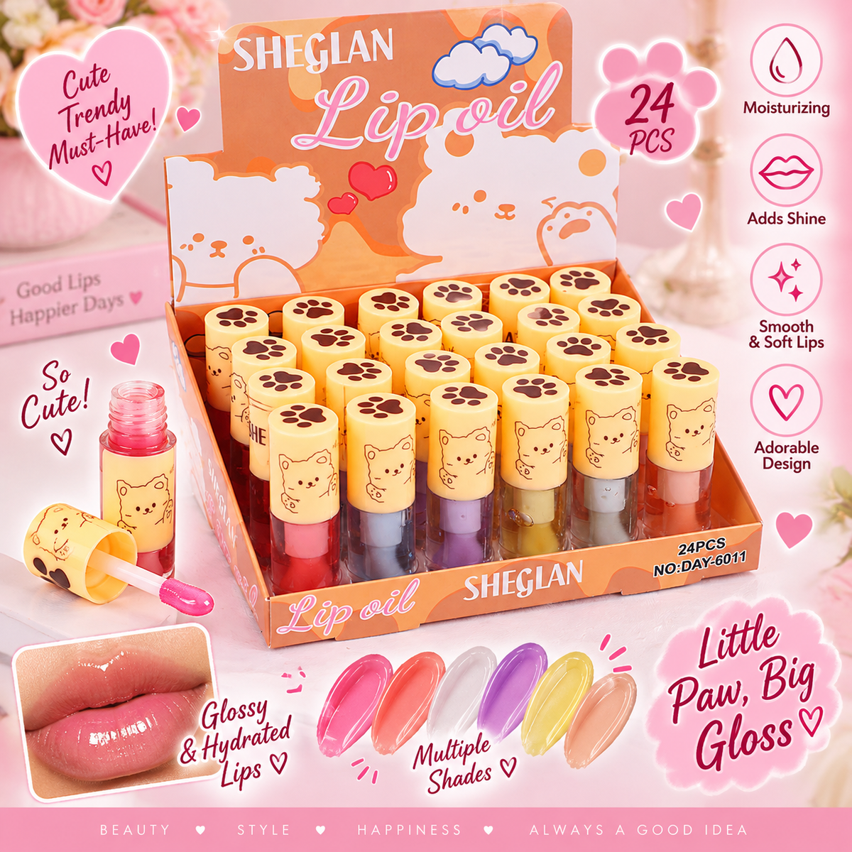 24 PC Lip Gloss Kitty cat
