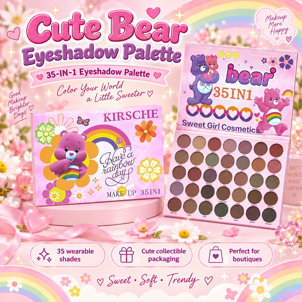35 eyeshadows Palette Bear- Neutrals pallette