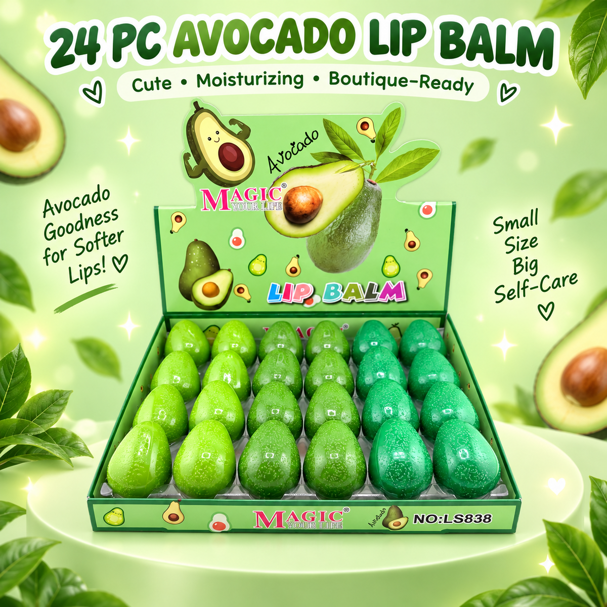 Avocado Shaped Lip balm- 24 pcs