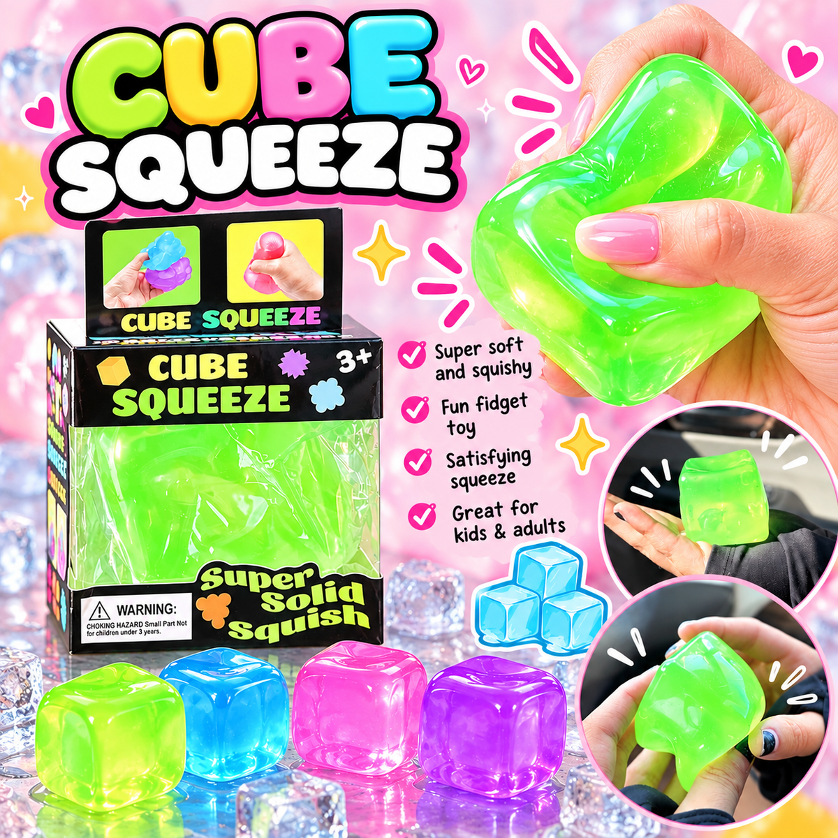 Viral Toy Cube Squishie! 1 PC- Choose your color!