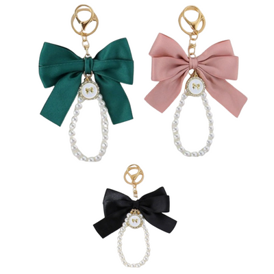 6 PC Bow Keychains pearl ( 2 of each color)