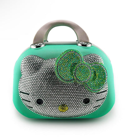 Hk Mint Green Bling Carry On Suitcase