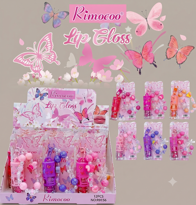 Keychain and lip gloss butterfly 12 pc
