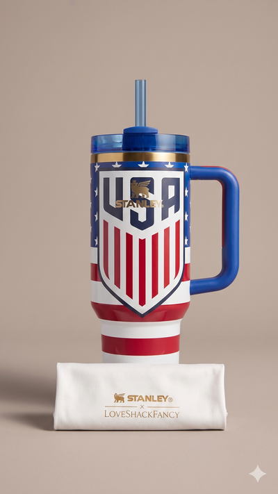 40 OZ Soccer TUMBLER with gift box and straw topper- Stripes