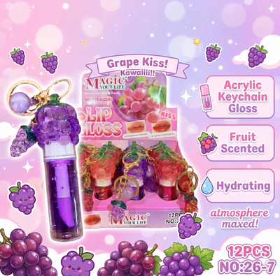12 PC Acrylic Keychain Gloss- Fruits Grapes