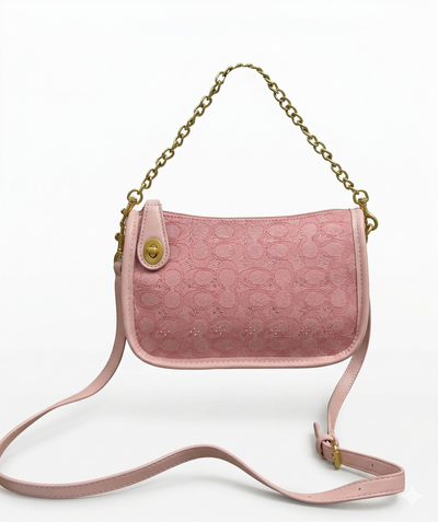 Vintage Luxe Crossbody Bag with chain- canvas-Rhinestones