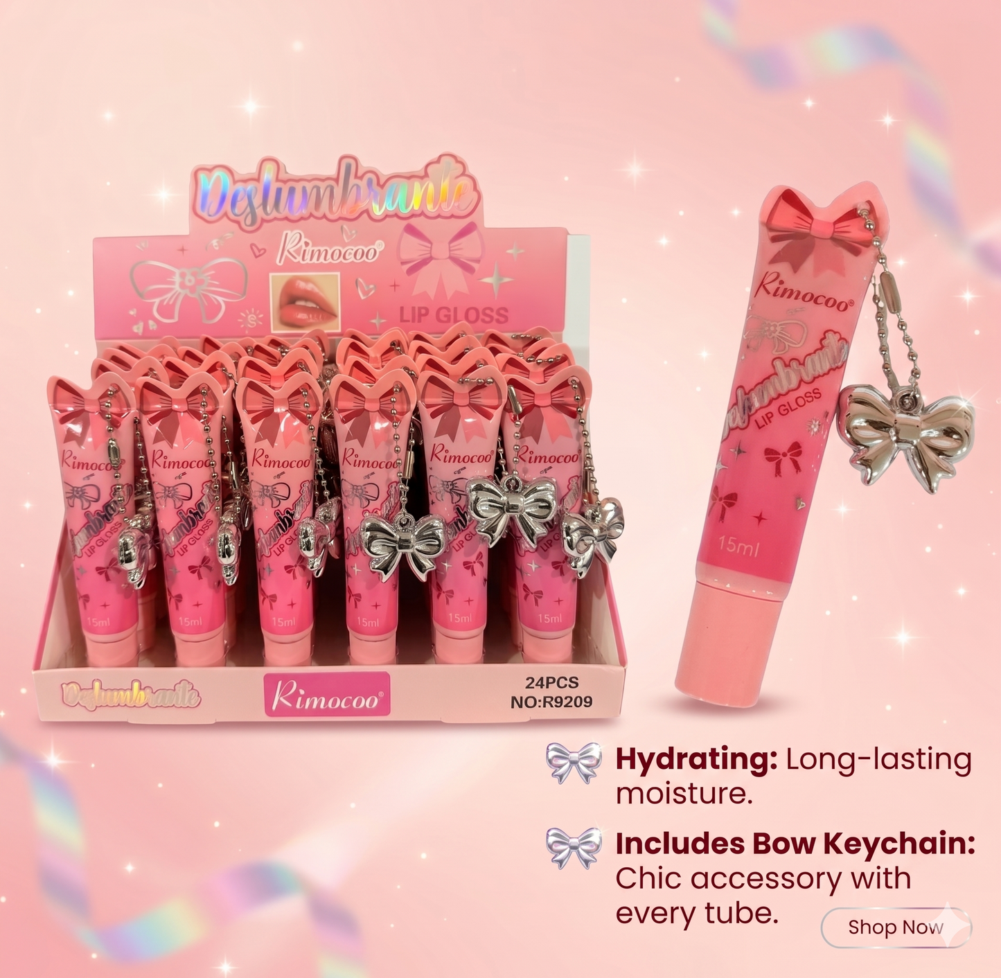 24 PC Gloss with Bow keychain