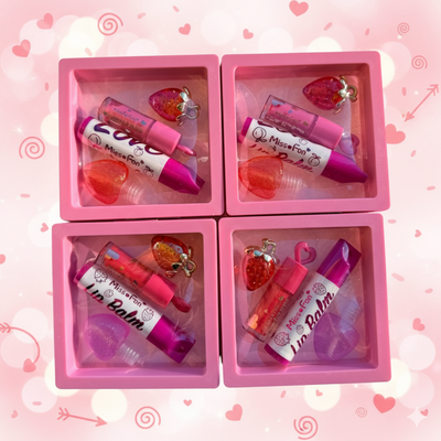 4 PC Valentine Lippies with Reusable 3D Floating Frame Display Box