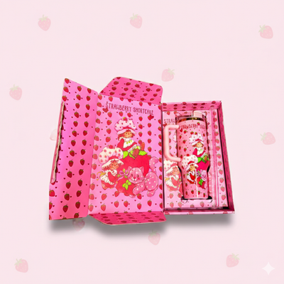 40 OZ Strawberry Tumbler with gift box. Straw topper and dust bag.