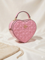 Embossed raised Logo Heart shaped Bag with Strap- HE by ART BOX INCLUDED
