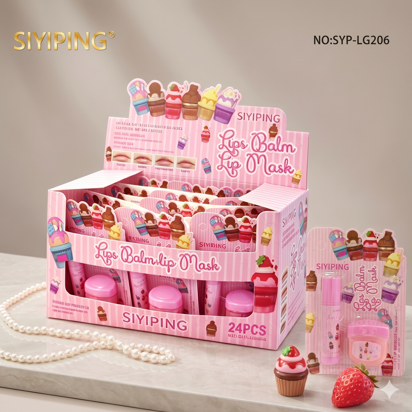 24 pc lip balm duos- strawberry!