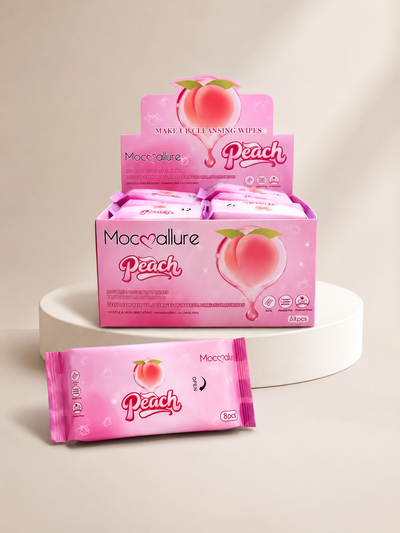 24 Pack Box Mini Makeup Remover Wipes packs Peach