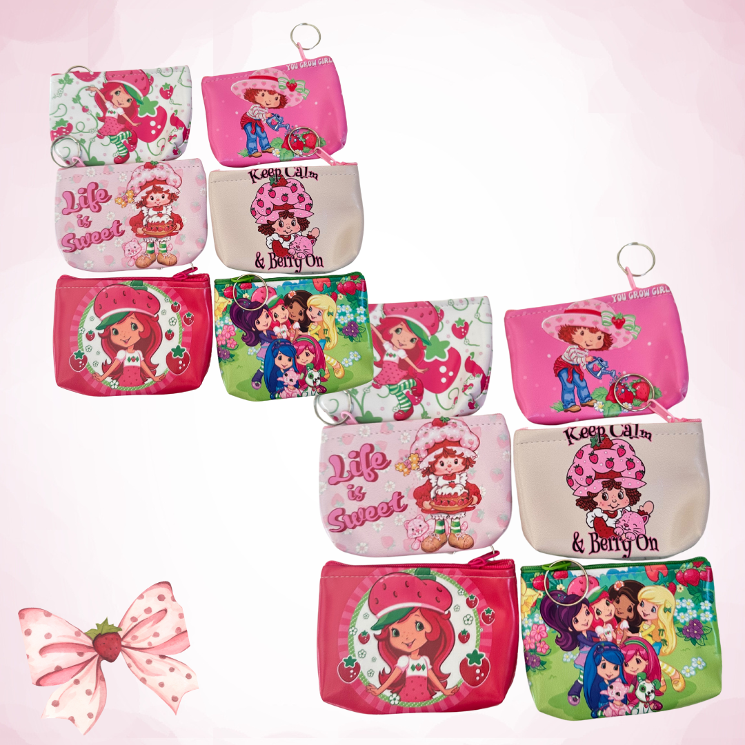 1 DOZEN (12 PCS) Coin Pouch with keyring- STRAWBERRY