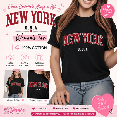 100% Cotton Women's Tee-NY