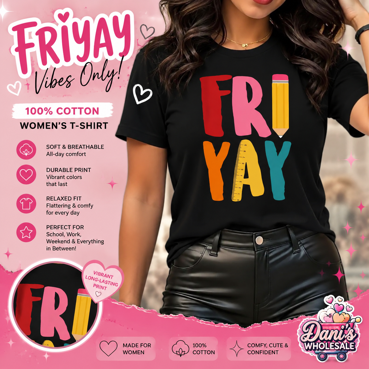 100% Cotton Women's Tee-FRIYAY
