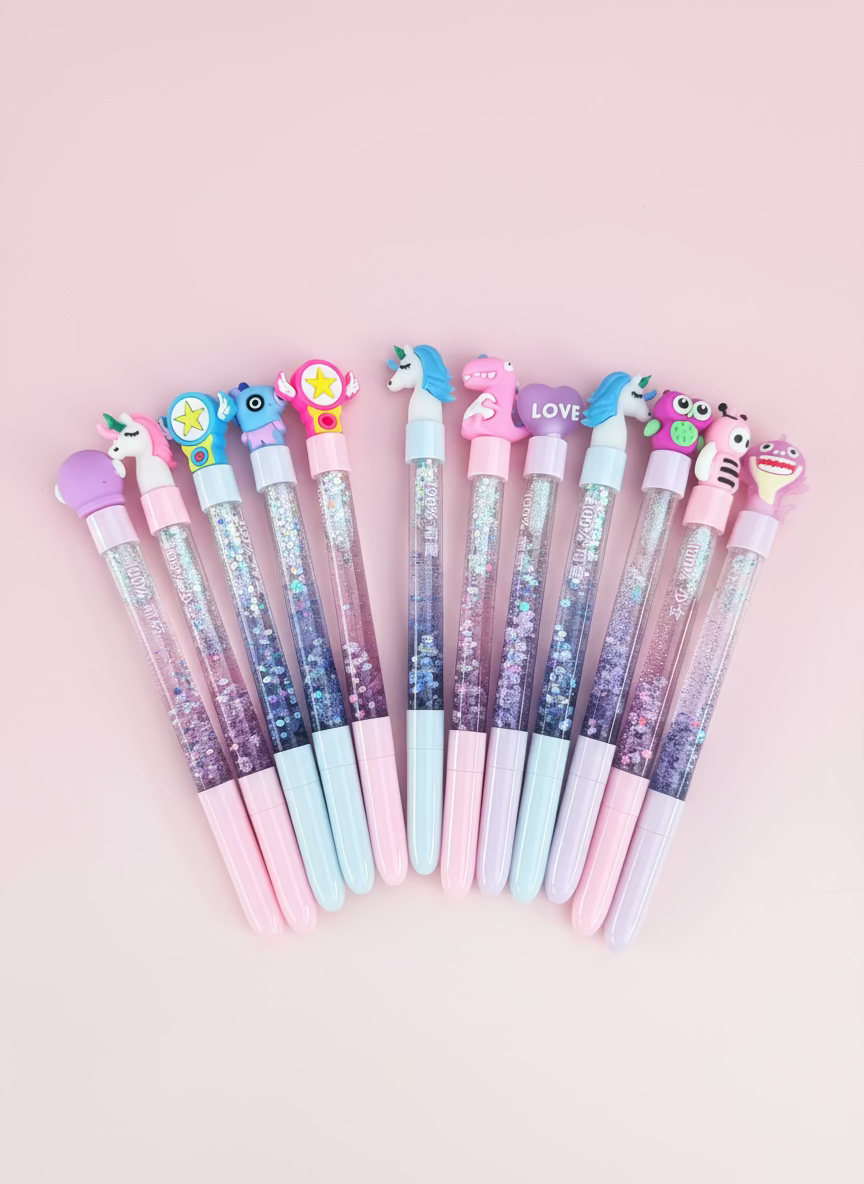 12 PC Mixed glitter Pens - Mixed Pinks, Blues and Purples