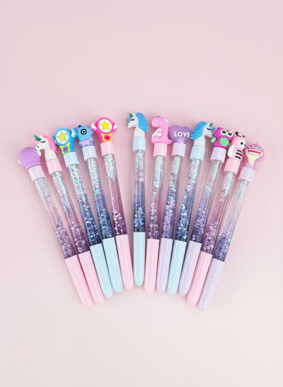12 PC Mixed glitter Pens - Mixed Pinks, Blues and Purples