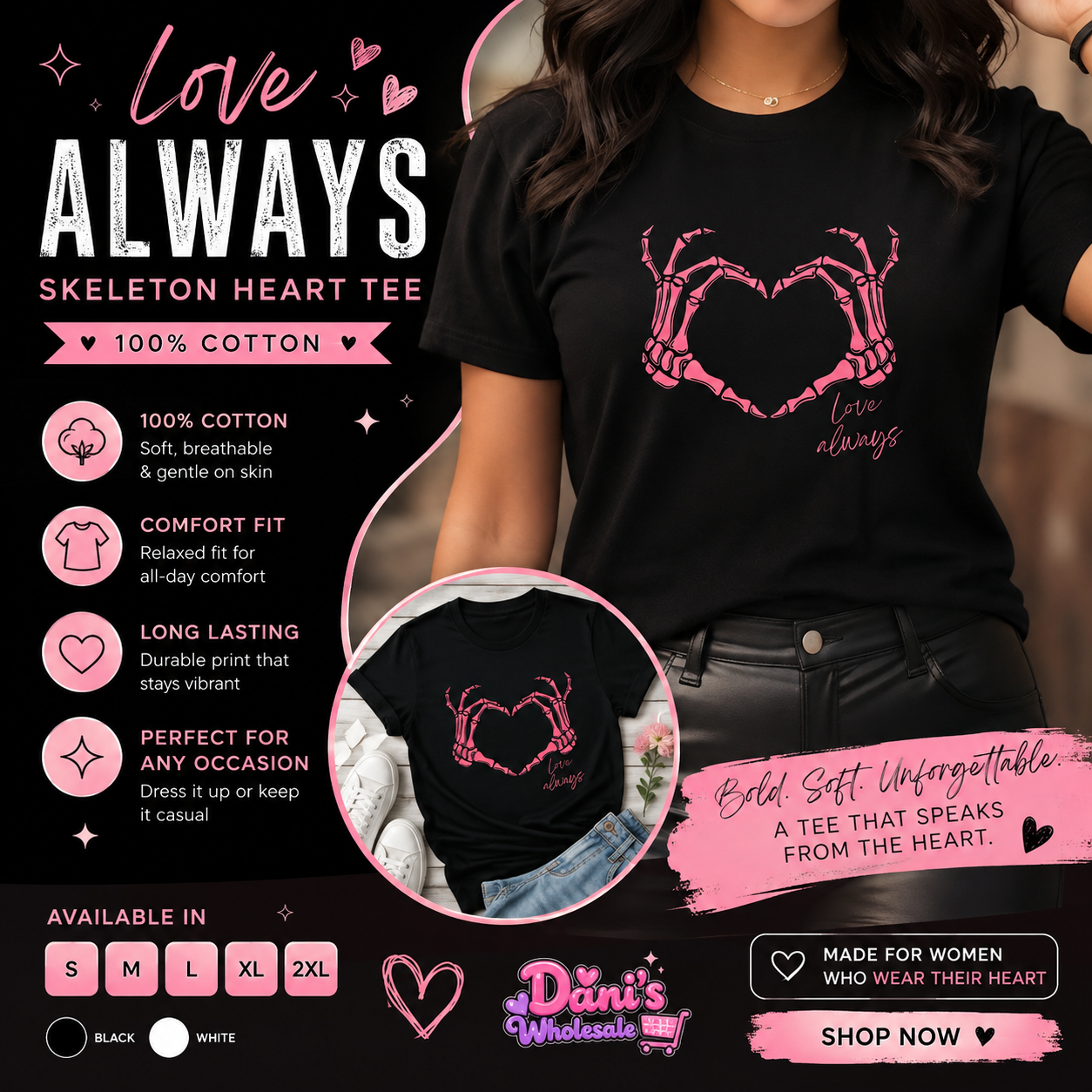 100% Cotton Women's Tee-Skely pink