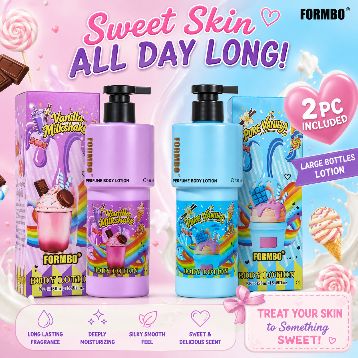 2 PC Large Lotion Vanilla - Super moisturizing and smells amazing