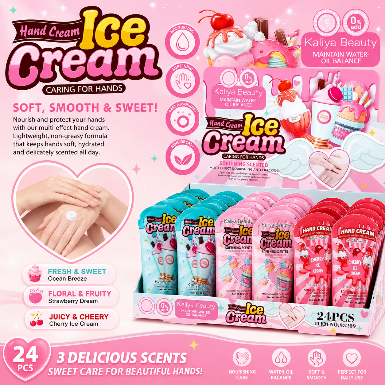 🍦 24 PC Ice Cream Hand Cream Set 🍒💕