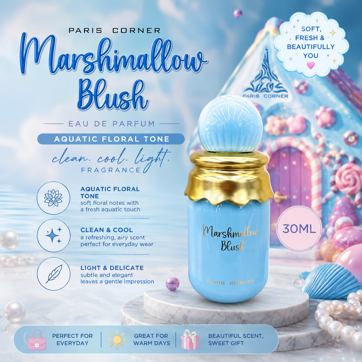 Marshmallow Blush 30ML Eau de Parfum – Aquatic Floral- Box Included