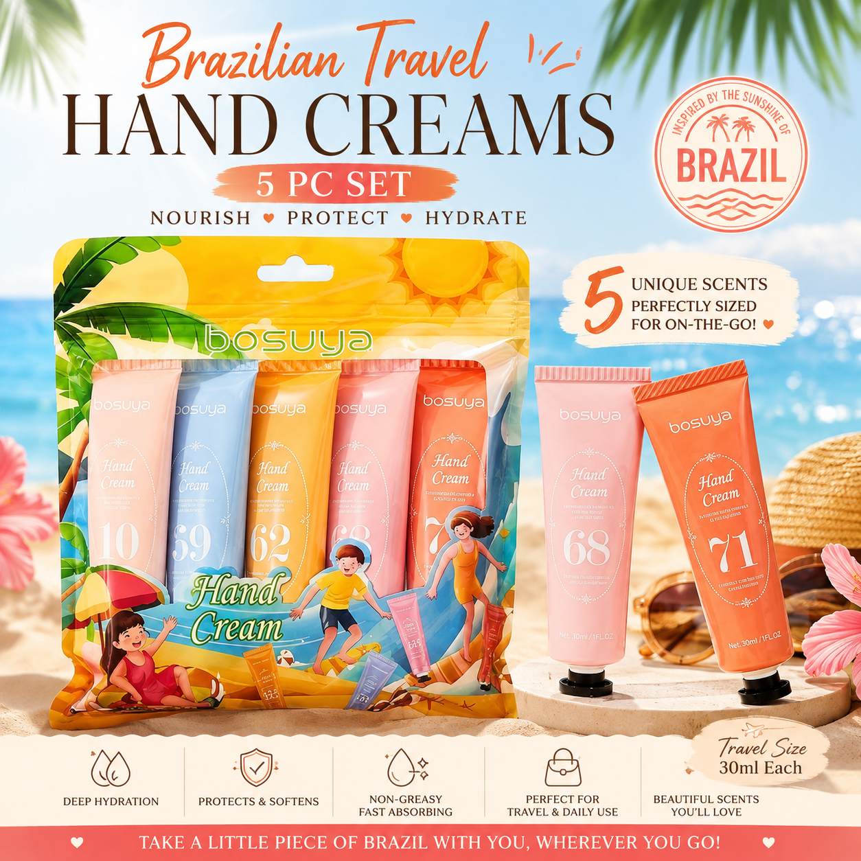 5 PC Brazilian Travel Hand Cream Set