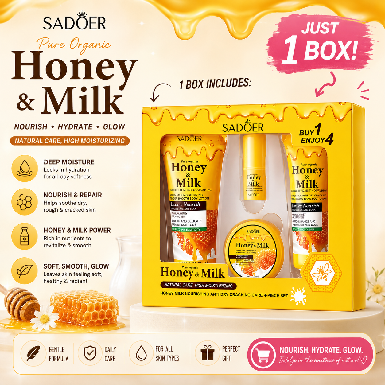 Honey 4PC Skincare set