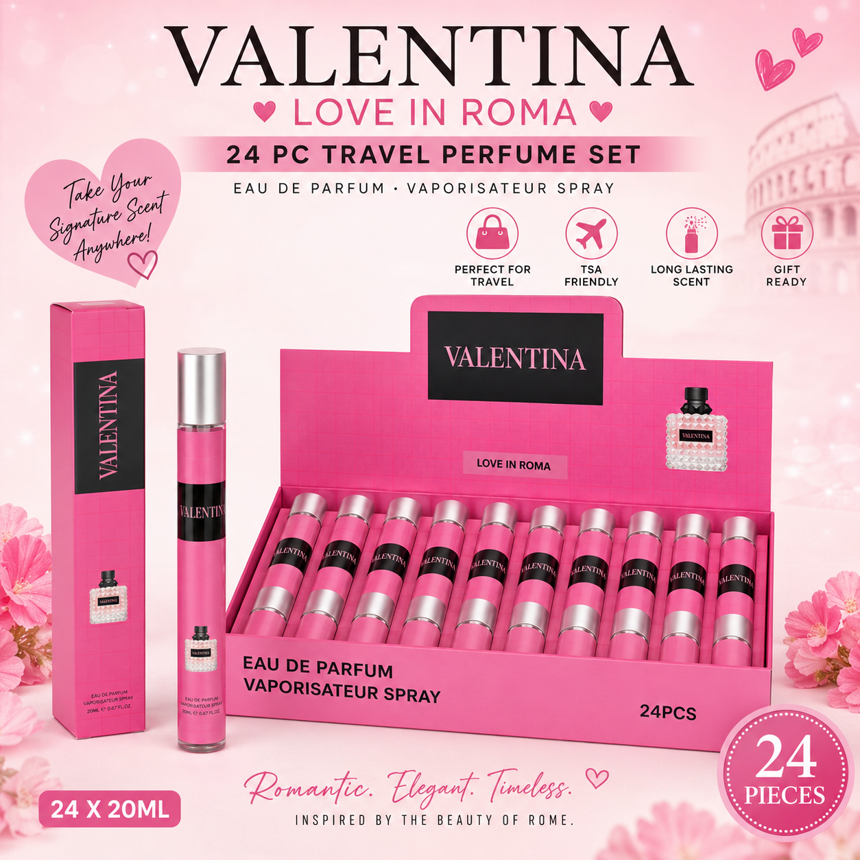 24 PC Valentina Perfume Travel Size