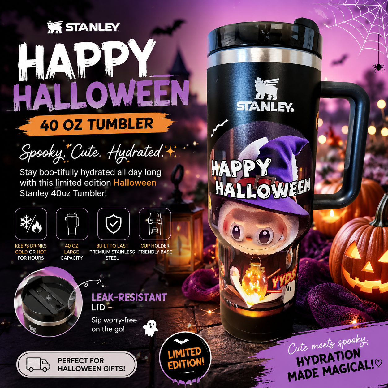 SUPER SALE! 40 OZ Happy Halloween! Tumbler with box
