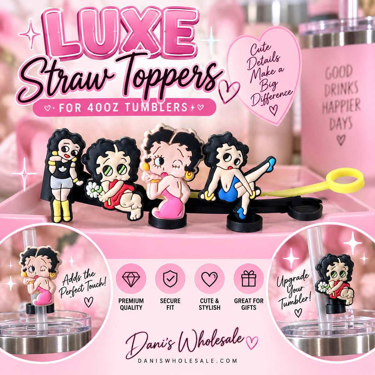 4PC Straw toppers 40oz tumblers