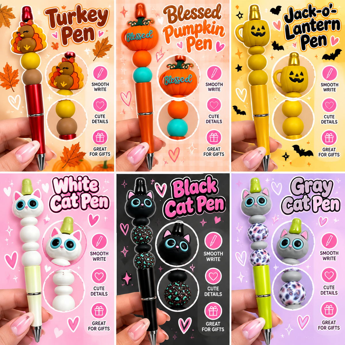 6 PC Beaded Pen- Individually packed