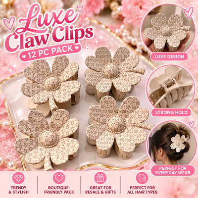 12 PC luxe claw clips