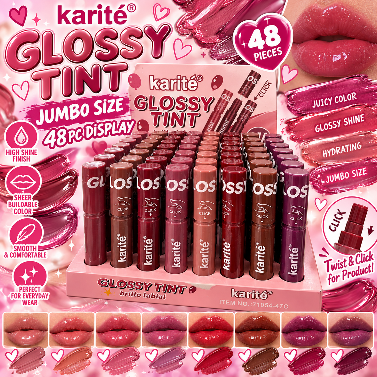 Large Display 48 PC Glossy Tint with Click to open cal