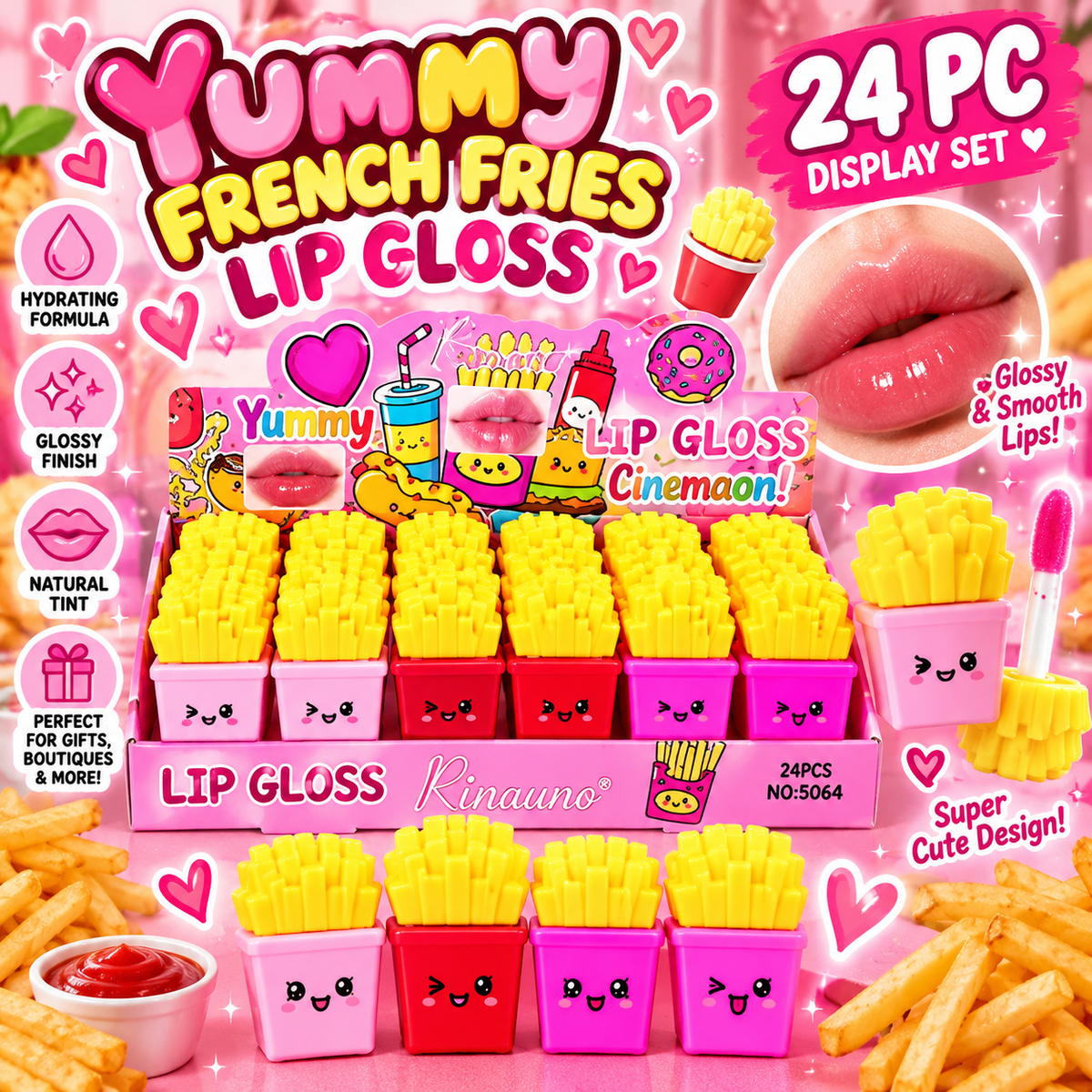 24 PC French Fry Lip gloss