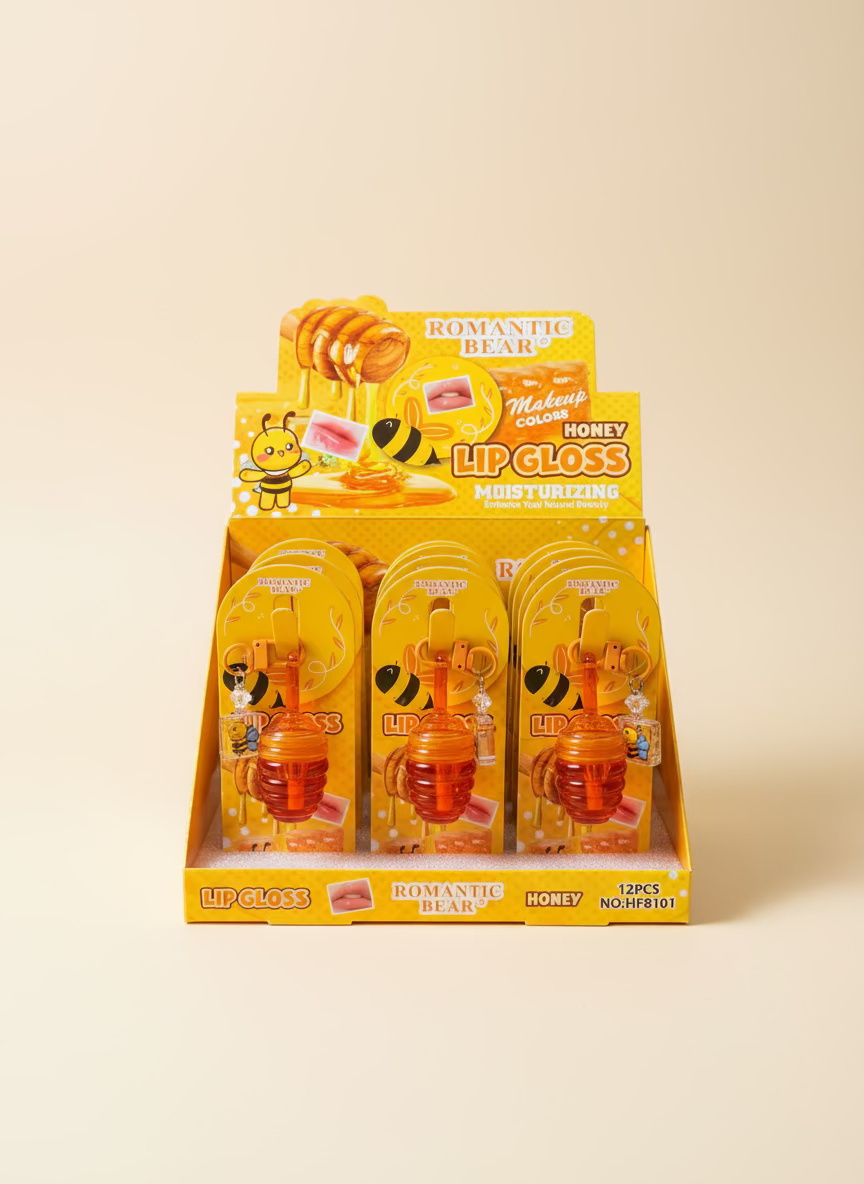 12 PC Colorchanging BEE Lippies with keychain and charms- Fruit flavored