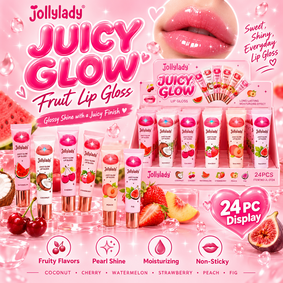 24 PC Juicy glos lip gloss