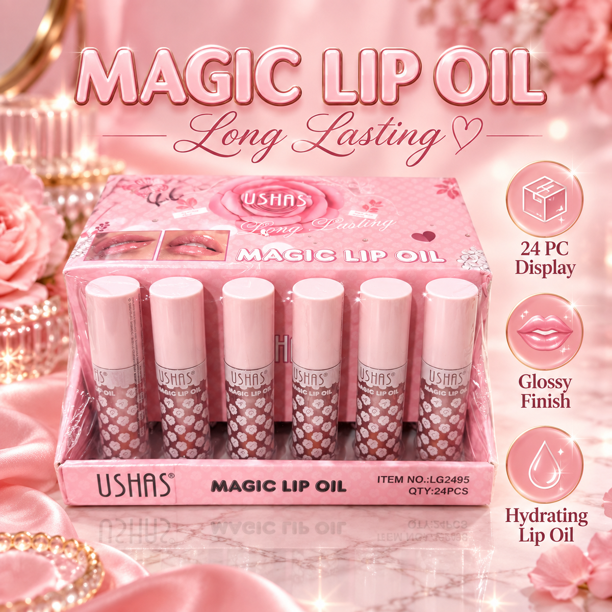 Ushas Magic lip oil display 24 pc