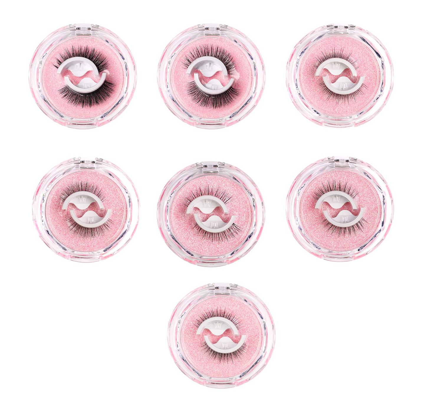 7 Pack Mixed Natural Eyelash bands with Acrylic Case- Reusable