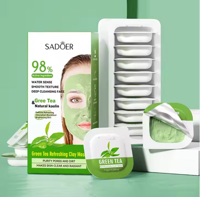 3 Boxes SADOER Green Tea Clay Mask (8PCS inside)