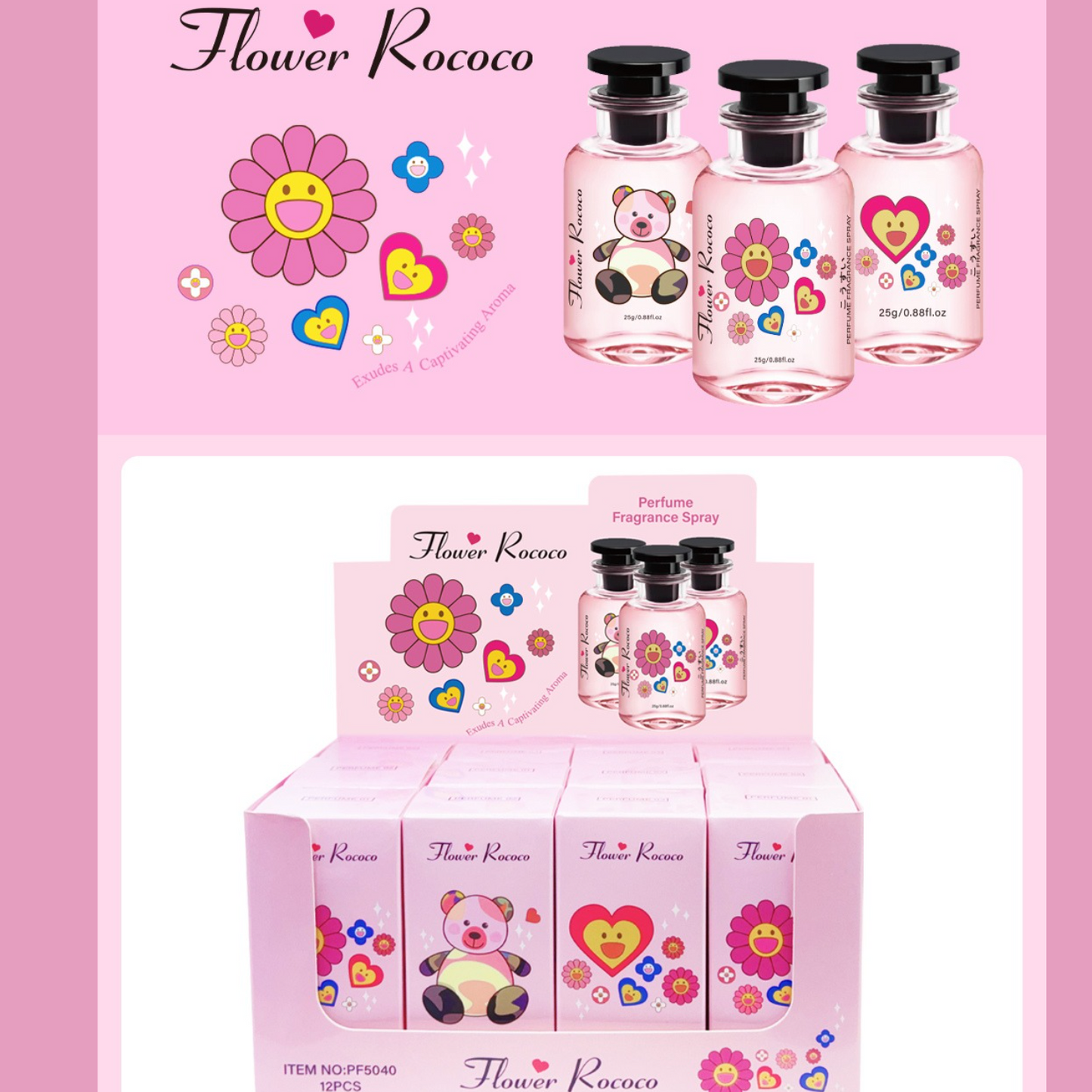 12 PC Glass Bottle Perfume 4 mixed scents FLOWER