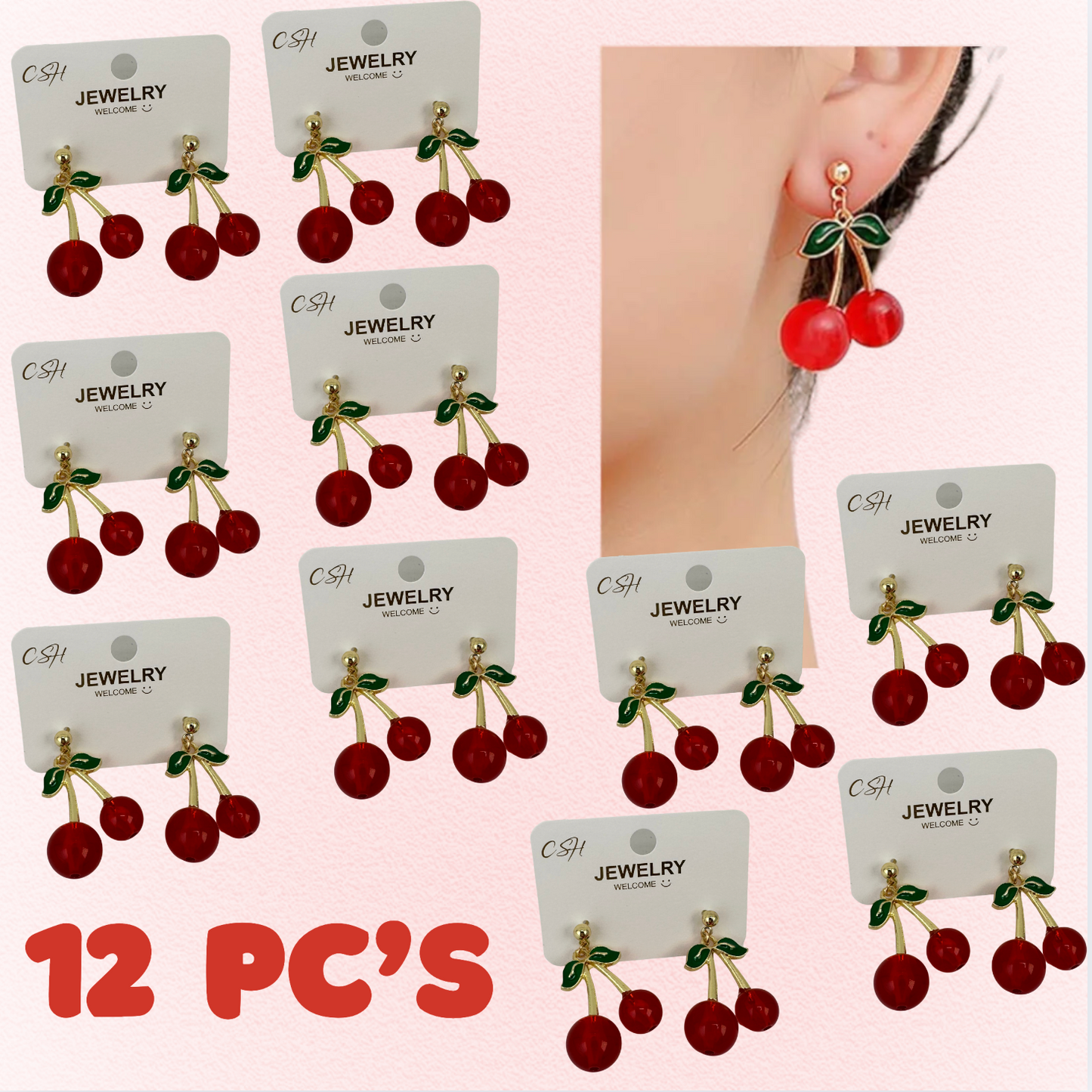 12 PC Cherry Earrings Style#1