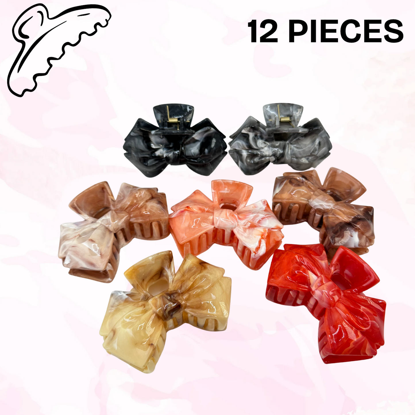 12 PC Bow Claw Clips