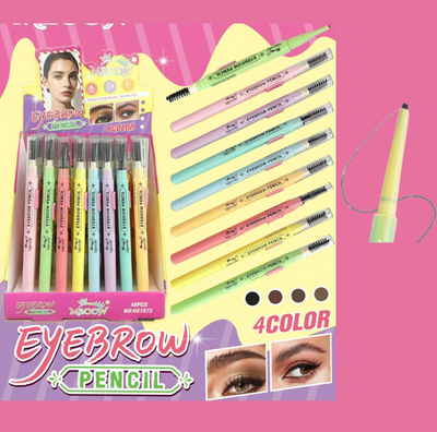 48 PC Display box Eyebrow pencils with angled tip and spooley- 4 COLORS