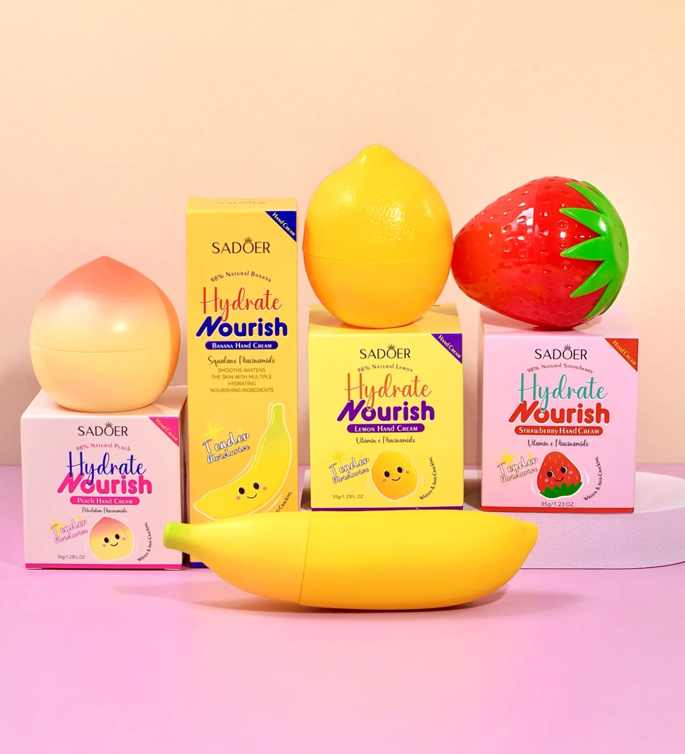 🍓🍌  5 PC SET SADOER NOURISH HAND CREAM-VITAMIN C AND NIACINIMIDE- LIGHTLY SCENTED- SENSITIVE SKIN (Copy)